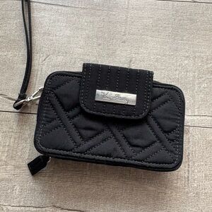 Vera Bradley Black Quilted Wristlet with Silver Accents